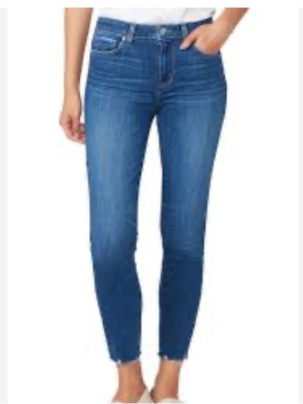 Stylish Frayed Hem Blue Jeans by Paige